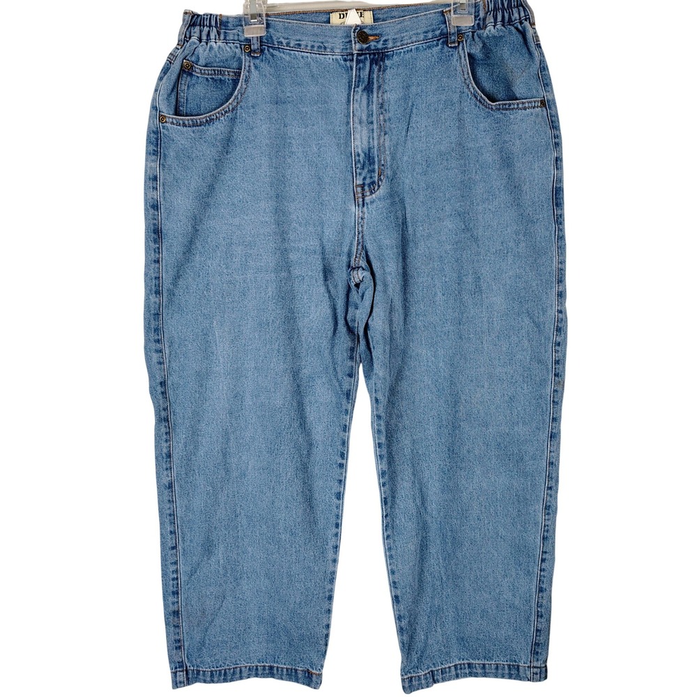 Duke Haband Mens Classic Fit Elastic Waist Blue Denim Jeans 40/S Medium Wash